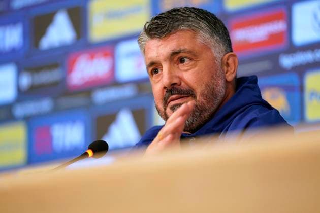 The head coach Gennaro Gattuso gestures during the Italia team Training session at federal technical center of Coverciano, center Italy, Florence -Monday , November 10, 2025. - Soccer  Copyright: xMarcoxBucco LaxPressex