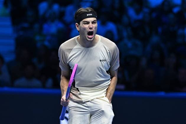 2025 Nitto ATP, Tennis Herren Finals - Fritz v Musetti Taylor Fritz (USA) during his first round match at the 2025 Nitto ATP Finals in Torino, ITALY, on November 10, 2025. Photo by Corinne Dubreuil ABACAPRESS.COM Torino Italy  Copyright: xDubreuilxCorinne ABACAx
