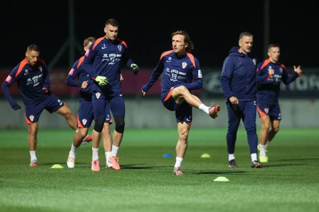 Croatia training session: FIFA World Cup, WM, Weltmeisterschaft, Fussball 2026 Qualifiers Dominik Livakovic, Luka Modric and Luka Milanovic of Croatia during the training session at HNK Rijeka Stadium in Rijeka, Croatia, on November 10, 2025.  NelxPavletic PIXSELL