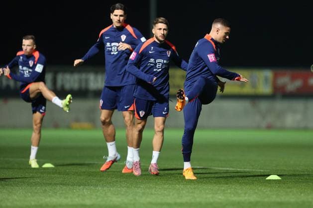 Croatia training session: FIFA World Cup, WM, Weltmeisterschaft, Fussball 2026 Qualifiers Igor Matanovic, Marco Pasalic and Franjo Ivanovic of Croatia during the training session at HNK Rijeka Stadium in Rijeka, Croatia, on November 10, 2025.  NelxPavletic PIXSELL