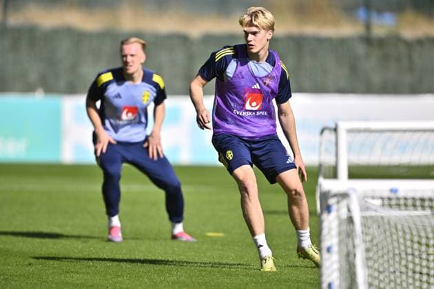 MARBELLA, SPANIEN 20251111 Lucas Bergvall när svenska herrlandslaget i fotboll tränar i spanska Marbella inför VM-kvalavslutningen i Schweiz i slutet pa veckan. ** Bilden ingar i SPORTPAKET. För övriga BETALBILD
