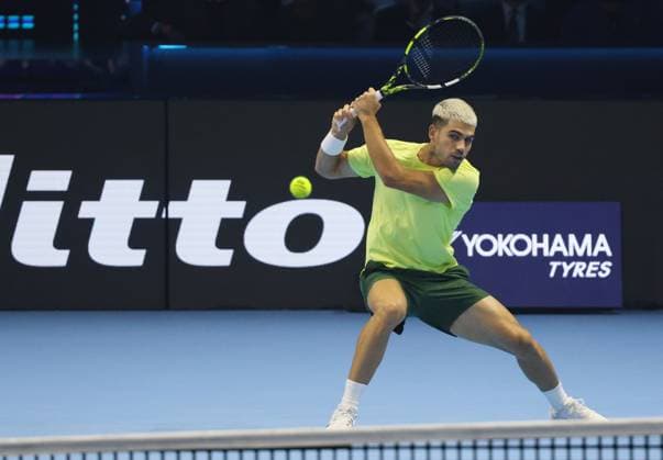 Turin, Italy: Tennis, ATP, Tennis Herren FINALS 2025 Carlos Alcaraz (ESP), Turin, Italy, November 11, 2025. Photo TURIN, ATP FINALS 2025  - ZUMAp169 20251111_zea_p169_087 Copyright: xFelicexCalabrox