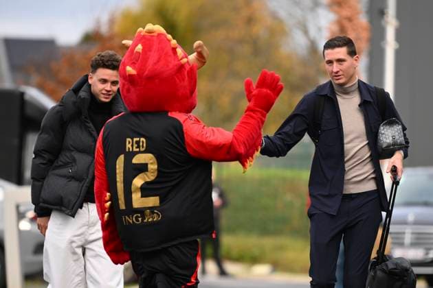 Kazakhstan v Belgium - FIFA World Cup, WM, Weltmeisterschaft, Fussball 2026 UEFA Qualifier - Media Activities 11 11 2025 TUBIZE, BELGIUM - NOVEMBER 11 : De Cuyper Maxim defender of Belgium and Vanaken Hans midfielder of Belgium arrives at the training grounds of the Royal Belgian Football Association ahead of the FIFA World Cup 2026 European Qualifiers match between Kazakhstan and Belgium on November 11, 2025 in Tubize, Belgium, 11 11 2025 Tubize Belgium  Copyright: xVincentxKalutx