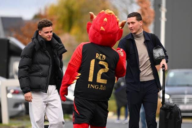 Kazakhstan v Belgium - FIFA World Cup, WM, Weltmeisterschaft, Fussball 2026 UEFA Qualifier - Media Activities 11 11 2025 TUBIZE, BELGIUM - NOVEMBER 11 : De Cuyper Maxim defender of Belgium and Vanaken Hans midfielder of Belgium arrives at the training grounds of the Royal Belgian Football Association ahead of the FIFA World Cup 2026 European Qualifiers match between Kazakhstan and Belgium on November 11, 2025 in Tubize, Belgium, 11 11 2025 Tubize Belgium  Copyright: xVincentxKalutx