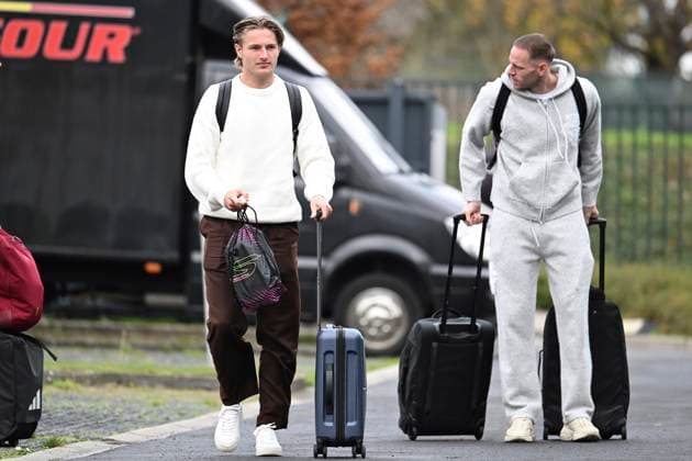 Kazakhstan v Belgium - FIFA World Cup, WM, Weltmeisterschaft, Fussball 2026 UEFA Qualifier - Media Activities 11 11 2025 TUBIZE, BELGIUM - NOVEMBER 11 : Vermant Romeo and Sels Matz goalkeeper of Belgium arrives at the training grounds of the Royal Belgian Football Association ahead of the FIFA World Cup 2026 European Qualifiers match between Kazakhstan and Belgium on November 11, 2025 in Tubize, Belgium, 11 11 2025 Tubize Belgium  Copyright: xVincentxKalutx