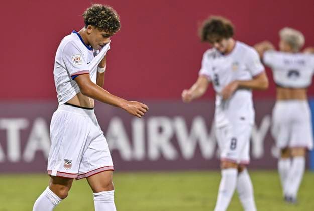 Czechia v USA : Group I - FIFA U-17 World Cup Qatar 2025 Players of the United States reacts during the FIFA U-17 World Cup Qatar 2025 Group I match between Czechia v USA in Doha, Qatar, on November 11, 2025. DOHA Qatar Copyright: xNOUSHADxTHEKKAYILx