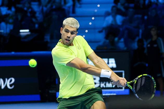 Carlos Alcaraz (ESP) during Nitto ATP, Tennis Herren Finals 2025, International Tennis match in Turin, Italy, November 11 2025  Copyright: xRobertaxCorradin IPAxSportx xipa-agency.netx xx IPA_67831669 IPA_Agency_IPA67831669