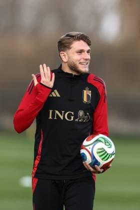Belgium s Mathis Servais pictured during a training session of the Belgian national soccer team Red Devils U21, U 21 ahead of their EURO Qualifying, EM, Europameisterschaft match against Austria, at the Royal Belgian Football Association s training center, in Tubize, Tuesday 11 November 2025. BRUNOxFAHY  x140911659x