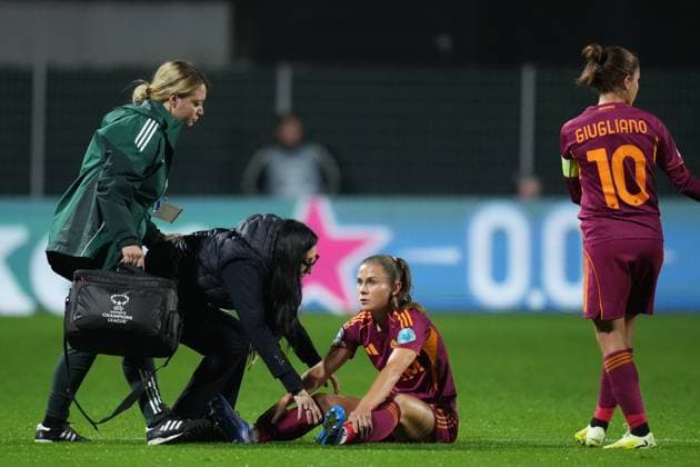 AS Roma s Emilie Haavi during the Uefa Women™s Champions League soccer match between Roma and Valerenga Football at the Rome s Tre Fontane stadium, Italy - Tuesday November 11, 2025 - Soccer ( Photo by Alfredo Falcone LaPresse )  Copyright: xAlfredoxFalcone LaPressex