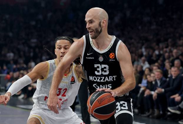 Partizan v Monaco, Euroleague, season 2025 2026, round 10 Belgrade, Serbia. 11th Nov, 2025. Partizan s Nick Calathes during Euroleague basketball match between Partizan and AS Monaco on November 11. 2025. in Belgrade, Serbia. Belgrade Serbia Copyright: xPedjaxMilosavljevic STARSPORTx