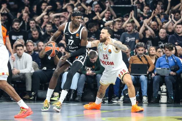 Partizan Mozzart Bet Belgrade v AS Monaco - Euroleague BELGRADE, SERBIA - NOVEMBER 11: Mike James (55) of AS Monaco in action during the EuroLeague match between Partizan Mozzart Bet Belgrade and AS Monaco at Belgrade Arena on November 11, 2025 in Belgrade, Serbia. Filip Stevanovic Anadolu Belgrade Serbia. Editorial use only. Please get in touch for any other usage.  Copyright: x2025xAnadoluxFilipxStevanovicx