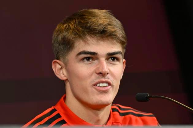 Kazakhstan v Belgium - FIFA World Cup, WM, Weltmeisterschaft, Fussball 2026 UEFA Qualifier - Media Activities 12 11 2025 TUBIZE, BELGIUM - NOVEMBER 12 : De Ketelaere Charles midfielder of Belgium talking to the press during a press conference, PK, Pressekonferenz at the Football Center Base Camp ahead of the FIFA World Cup 2026 European Qualifiers match between Kazakhstan and Belgium on November 12, 2025 in Tubize, Belgium, 12 11 2025 Tubize Belgium  Copyright: xJanxDexMeuleneirx