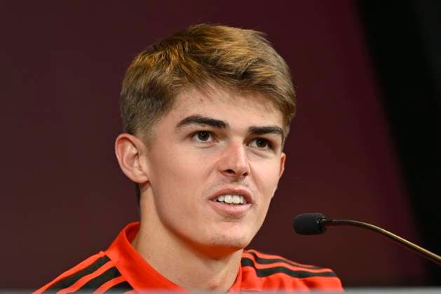 Kazakhstan v Belgium - FIFA World Cup, WM, Weltmeisterschaft, Fussball 2026 UEFA Qualifier - Media Activities 12 11 2025 TUBIZE, BELGIUM - NOVEMBER 12 : De Ketelaere Charles midfielder of Belgium talking to the press during a press conference, PK, Pressekonferenz at the Football Center Base Camp ahead of the FIFA World Cup 2026 European Qualifiers match between Kazakhstan and Belgium on November 12, 2025 in Tubize, Belgium, 12 11 2025 Tubize Belgium  Copyright: xJanxDexMeuleneirx