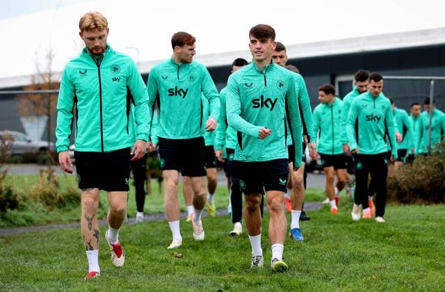 Republic of Ireland Squad Training, FAI National Training Centre, Abbotstown, Dublin 12 11 2025 Liam Scales and Andrew Moran Liam Scales and Andrew Moran 12 11 2025  Copyright: x INPHO RyanxByrnex RB2_0970