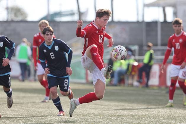 U19 Daenemark - San Marino Sofus Johannesen (Daenemark) 12.11.2025 Stadion Esp Baden AG, SCHWEIZ, Saison 2025 2026 Herren Fussball UEFA U19 EM Qualifikation Daenemark - San Marino Sofus Johannesen (Daenemark)