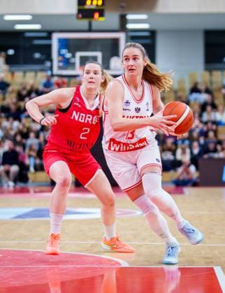 BASKETBALL - FIBA Quali, AUT vs NOR VIENNA,AUSTRIA,12.NOV.25 - BASKETBALL - FIBA Women s EURO Basket 2027, qualification, Austria vs Norway. Image shows Simone Sill (AUT) and Stine Austgulen (NOR).  GEPAxpictures xEdgarxEisner