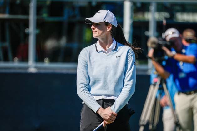 November 12, 2025, Belleair, Florida, USA: Indiana Fever guard Caitlin Clark reacts, after she putts on the 12th hole during The ANNIKA driven by Gainbridge Pro-Am at the Pelican Golf Club at on Wednesday, Nov. 12, 2025, in Belleair. Belleair USA - ZUMAs70_ 20251112_zan_s70_035 Copyright: xJeffereexWoox