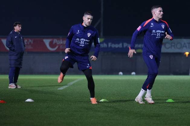 Croatia training session: FIFA World Cup, WM, Weltmeisterschaft, Fussball 2026 Qualifiers Andrej Kramaric and Franjo Ivanovic of Croatia during the training session at HNK Rijeka Stadium in Rijeka, Croatia, on November 12, 2025.  NelxPavletic PIXSELL