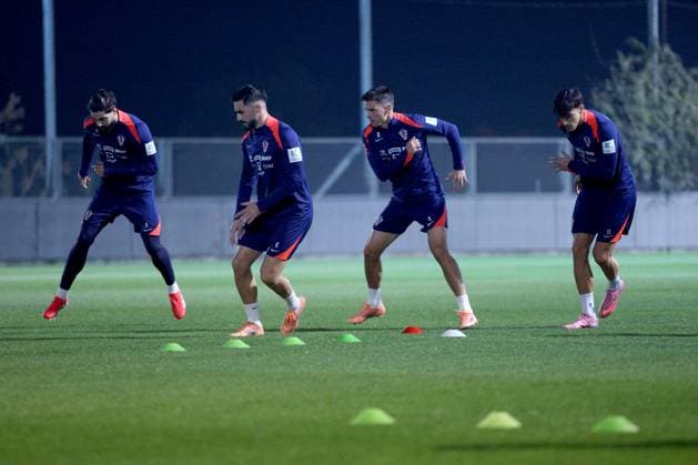 Croatia training session: FIFA World Cup, WM, Weltmeisterschaft, Fussball 2026 Qualifiers Josko Gvardiol, Josip Sutalo, Nikola Moro and Petar Musa of Croatia during the training session at HNK Rijeka Stadium in Rijeka, Croatia, on November 12, 2025.  NelxPavletic PIXSELL