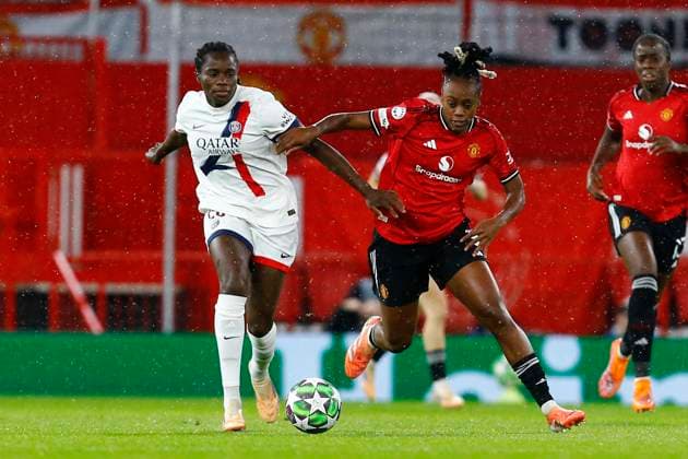Manchester United, ManU v Paris Saint-Germain, Manchester, UK - 12 November 2025 Melvine Malard of Manchester United during the Women™s Champions League Matchday 3 between Manchester United and Paris Saint-Germain at Old Trafford on 12 November 2025 in Manchester, England (Photo by Steve Taylor PPAUK) Manchester Old Trafford Greater Manchester England Copyright: xStevexTaylor PPAUKx PPA-229463