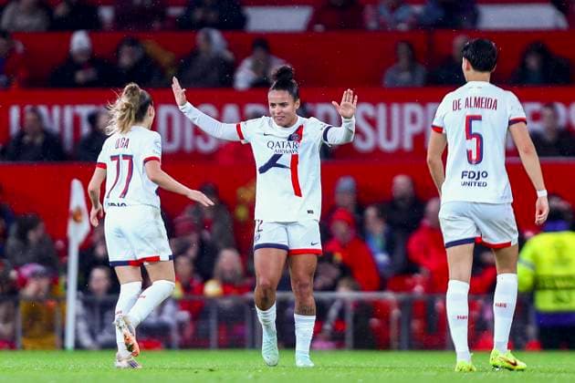 Manchester United, ManU Women v Paris Saint-Germain Feminines Olga Carmona scores a GOAL 1-1 and celebrates during the Manchester United Women v Paris Saint-Germain Feminines UEFA Women s Champions League Matchday 3 at Old Trafford, Manchester, England on 12 November 2025 Credit: Luke Williams Every Second Media Editorial use only. All images are copyright Every Second Media Limited. No images may be reproduced without prior permission. Copyright: xIMAGO EveryxSecondxMediax ESM-1662-0016 LukexWilliamsx xEveryxSecondxMediax