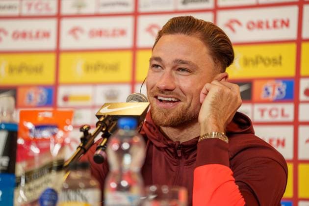 Matty Cash seen during Official Conference during november 2025 international break of Polish national team, Nationalteam (Lukasz Germaniuk Ball Raw Images) Warsaw PGE Narodowy Poland Copyright: xLukaszxGermaniukx DSC06772