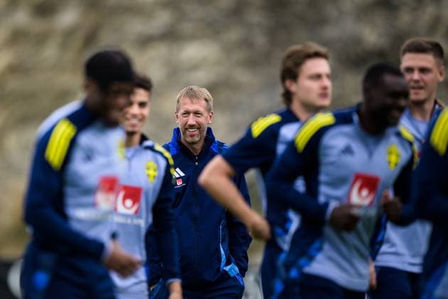 251113 Head coach Graham Potter of the Swedish national football team during a training session on November 13, 2025 in Marbella. Photo: Joel Marklund BILDBYRAN kod JM JM0748 bbeng fotboll football soccer fotball vm-kval FIFA World Cup, WM, Weltmeisterschaft, Fussball qualifier träning practice training sverige sweden sverige a Copyright: JOELxMARKLUND BB251113JM019