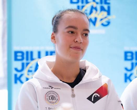 Billie Jean King Cup 2025 Play-Offs, TC Ismaning, Muenchen, Deutschland, Team Germany Pressekonferenz, press conference, PK, Pressekonferenz Tessa Brockmann Copyright: xJuergenxHasenkopfx