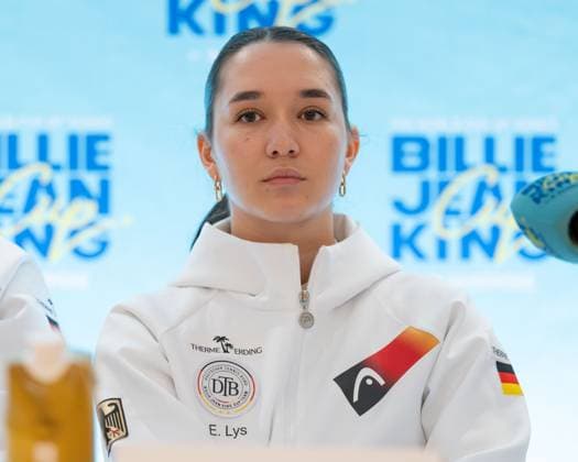 Billie Jean King Cup 2025 Play-Offs, TC Ismaning, Muenchen, Deutschland, Team Germany Pressekonferenz, press conference, PK, Pressekonferenz Eva Lys Copyright: xJuergenxHasenkopfx
