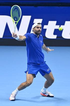 November 13, 2025, Turin, Italy: Simone Bolelli of Italy in action during the Doubles Round Robin match against Kevin Krawietz of Germany and Tim Puetz of Germany at the ATP, Tennis Herren Finals in Turin, Italy, 13 November 2025. ANSA . ATP Finals Tennis Tournament  - ZUMAa110 20251113_zaf_a110_010 Copyright: xAlessandroxDixMarcox