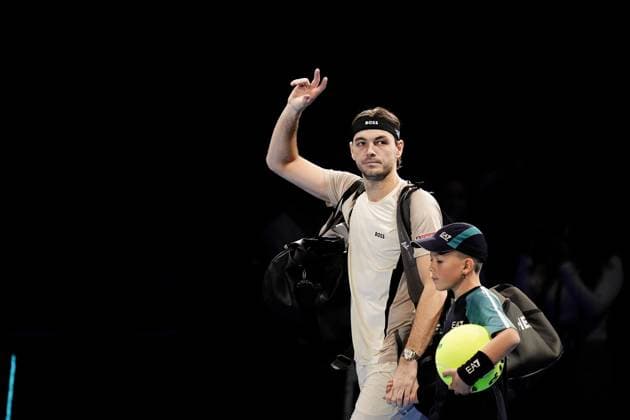 United States™ Taylor Fritz before the singles tennis match of the ATP, Tennis Herren World Tour Finals against Australia s Alex de Minaur at the Inalpi Arena in Turin, Italy - Thursday, Nov. 13, 2025. -  Copyright: xMarcoxAlpozzi LaPressex