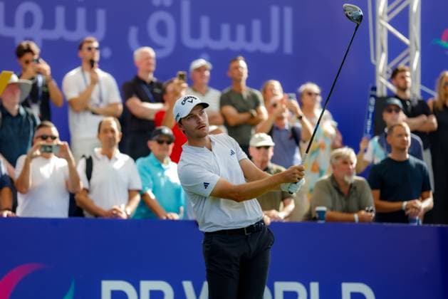 DUBAI, UNITED ARAB EMIRATES - 13.11.2025: Rasmus HoJGAARD (DEN) DP World Tour Championship Dubai at Jumeirah Golf Estates on November 13, 2025 in Dubai, United Arab Emirates.