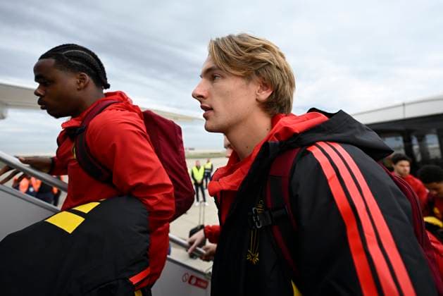 Kazakhstan v Belgium - FIFA World Cup, WM, Weltmeisterschaft, Fussball 2026 UEFA Qualifier - Media Activities 13 11 2025 ZAVENTEM, BELGIUM - NOVEMBER 13 : Vermant Romeo forward of Belgium pictured during the departure at Brussels Airport of the Belgian National Football team prior to the FIFA World Cup 2026 European Qualifiers match between Kazakhstan and Belgium on November 13, 2025 in Zaventem, Belgium, 13 11 2025 Zaventem Belgium  Copyright: xJanxDexMeuleneirx