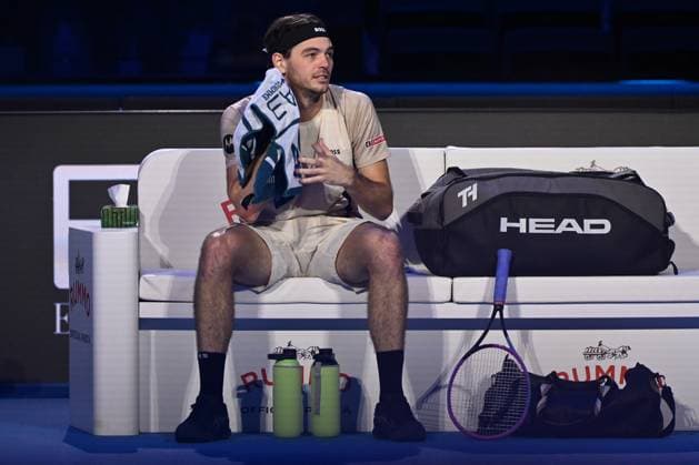 Taylor Fritz (USA) during the singles match between Taylor Fritz (USA) and Alex de Minaur (AUS) during day five of the Nitto ATP, Tennis Herren Finals 2025 at Inalpi Arena on November 13, 2025 in Turin, Italy  Copyright: xDomenicoxCippitelli IPAxSportx xipa-agency.netx xx IPA_67905730 IPA_Agency_IPA67905730