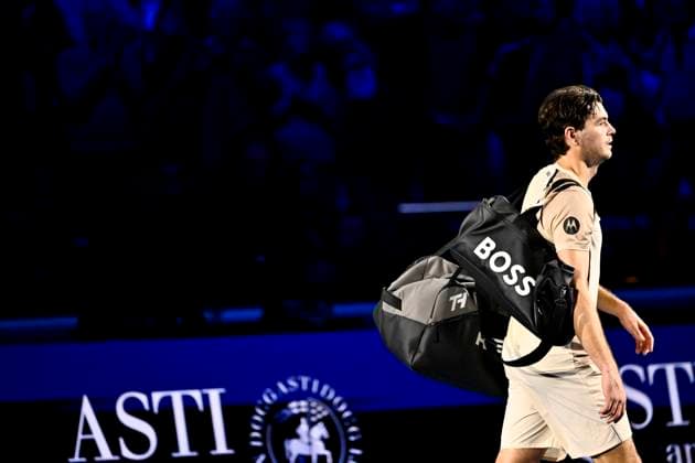 November 13, 2025: Alex de Minaur of Australia against Taylor Fritz of the United States during their Men s Single s Nitto ATP, Tennis Herren Finals match during day five of the Nitto ATP Finals at Inalpi Arena on November 9, 2025 in Turin, Italy. - ZUMAg210 20251113_abp_g210_057 Copyright: xStefanoxGuidix
