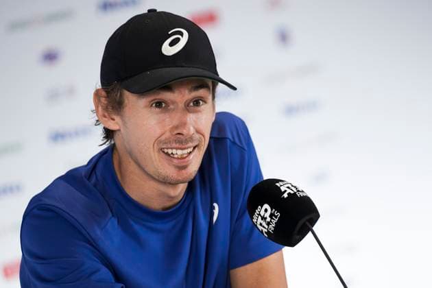 Nitto ATP, Tennis Herren Finals 2025 - Day Five Alex de Minaur of Australia speaks during a press conference, PK, Pressekonferenz at the end of his round robin singles match against Taylor Fritz of USA during day five of the Nitto ATP Finals 2025. Alex de Minaur won 7-6(3), 6-3. Turin Italy Copyright: xNicolòxCampox