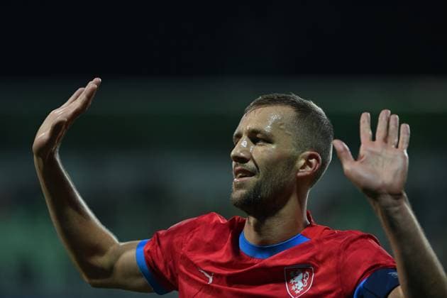 Tomas Soucek (Czechia) celebrates his goal (1:0) during football friendly match: Czechia vs San Marino, in Karvina, Czech Republic, on November 13, 2025. (CTKxPhoto JaroslavxOzana) CTKPhotoP2025111306988  CTKPhotoP2025111306988