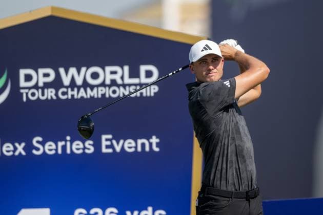 Ludvig Aberg (SWE) Round 1 of the DP World Tour Championship 2025, held at the Jumeirah Golf Estate, Earth Course, Dhabi, United Arab Emerites. 13-16 November 2025. Dubai United Arab Emerites DP World Tour, Dp World Tour Championship 2025, Golf x11290x