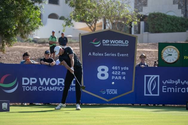 Ludvig Aberg (SWE) Round 1 of the DP World Tour Championship 2025, held at the Jumeirah Golf Estate, Earth Course, Dhabi, United Arab Emerites. 13-16 November 2025. Dubai United Arab Emerites DP World Tour, Dp World Tour Championship 2025, Golf x11290x