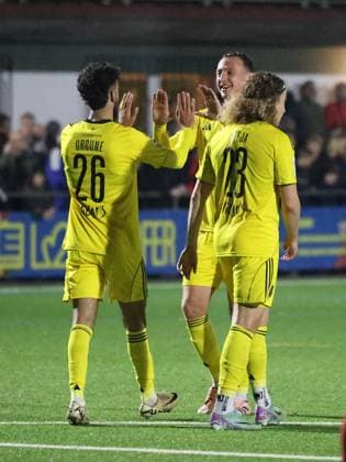 13.11.2025, Fussball, Herren, Sparkassen-Pokal Saarland, 2. Runde, Saison 2025 2026, SV Bliesmengen-Bolchen - 1. FC Saarbrücken, Torjubel zum 0:4, Torschütze: Amine Groune (1. FC Saarbruecken) Bliesmengen-Bolchen Burgwegstadion Saarland Deutschland (DE) Copyright: xSebastianxBachx