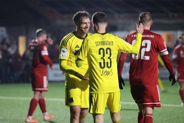 13.11.2025, Fussball, Herren, Sparkassen-Pokal Saarland, 2. Runde, Saison 2025 2026, SV Bliesmengen-Bolchen - 1. FC Saarbrücken, Torjubel zum 0:7, Torschütze: Patrick Schmidt (1. FC Saarbruecken) Bliesmengen-Bolchen Burgwegstadion Saarland Deutschland (DE) Copyright: xSebastianxBachx