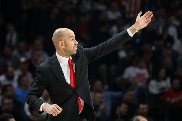 Basketball, EuroLeague, Roter Stern Belgrad - AS Monaco Crvena zvezda v Monaco - Euroleague BELGRADE, SERBIA - NOVEMBER 13: Head Coach Vassilis Spanoulis of Monaco follows the Euroleague Week 11 basketball match between Crvena zvezda and Monaco at the Belgrade Arena in Belgrade, Serbia on November 13, 2025. Filip Stevanovic Anadolu Belgrade Serbia. Editorial use only. Please get in touch for any other usage.  Copyright: x2025xAnadoluxFilipxStevanovicx