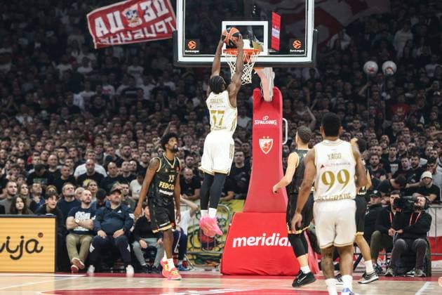 Basketball, EuroLeague, Roter Stern Belgrad - AS Monaco Crvena zvezda v Monaco - Euroleague BELGRADE, SERBIA - NOVEMBER 13: Semi Ojeleye (37) of Crvena zvezda in action during the Euroleague Week 11 basketball match between Crvena zvezda and Monaco at the Belgrade Arena in Belgrade, Serbia on November 13, 2025. Filip Stevanovic Anadolu Belgrade Serbia. Editorial use only. Please get in touch for any other usage.  Copyright: x2025xAnadoluxFilipxStevanovicx