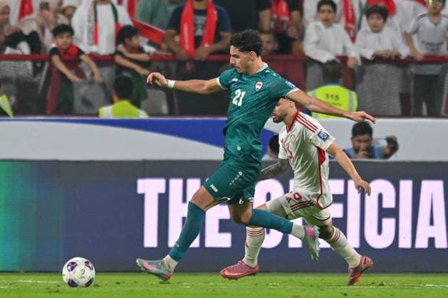 UAE v Iraq - 2026 AFC World Cup Qualifiers ABU DHABI, UNITED ARAB EMIRATES - NOVEMBER 13: Marko Farji (21) of Iraq competes during the first match of the fifth round of the 2026 FIFA World Cup, WM, Weltmeisterschaft, Fussball Asian Qualifiers at the Mohammed bin Zayed Stadium in Abu Dhabi, United Arab Emirates, on November 13, 2025. Waleed Zein Anadolu Abu Dhabi United Arab Emirates. Editorial use only. Please get in touch for any other usage.  Copyright: x2025xAnadoluxWaleedxZeinx