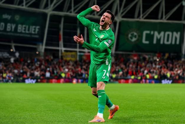 2026 FIFA World Cup, WM, Weltmeisterschaft, Fussball Qualifier Group F, Aviva Stadium, Dublin 13 11 2025 Republic of Ireland vs Portugal Ireland s Troy Parrott celebrates scoring his sides second goal Troy Parrott celebrates scoring his sides second goal 13 11 2025  Copyright: x INPHO RyanxByrnex RB1_5586