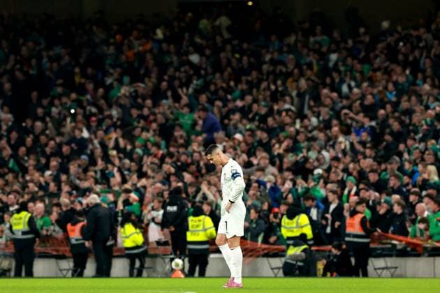 2026 FIFA World Cup, WM, Weltmeisterschaft, Fussball Qualifier Group F, Aviva Stadium, Dublin 13 11 2025 Republic of Ireland vs Portugal Portugal s Cristiano Ronaldo dejected after the first half Cristiano Ronaldo dejected after the first half 13 11 2025  Copyright: x INPHO MorganxTreacyx 0U6A1084
