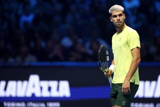 Carlos Alcaraz (Spain) looks on, day 5, Nitto ATP, Tennis Herren Finals 2025, INALPI Arena, November 13, 2025, Turin, Italy.