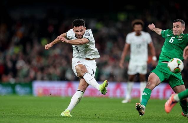 2026 FIFA World Cup, WM, Weltmeisterschaft, Fussball Qualifier Group F, Aviva Stadium, Dublin 13 11 2025 Republic of Ireland vs Portugal Portugal s Goncalo Ramos has a shot at goal Goncalo Ramos has a shot at goal 13 11 2025  Copyright: x INPHO NickxElliottx IMG_0362