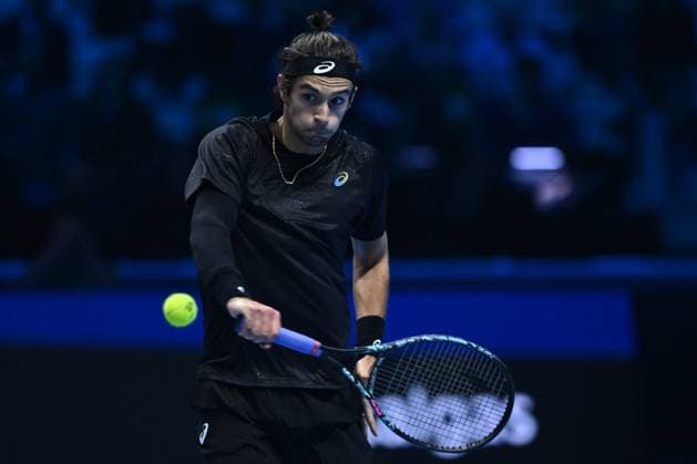 TENNIS - Internazionali di Tennis - Nitto ATP, Tennis Herren Finals 2025 Lorenzo Musetti (ITA) during the singles match between Carlos Alcaraz (ESP) and Lorenzo Musetti (ITA) during day five of the Nitto ATP Finals 2025 at Inalpi Arena on November 13, 2025 in Turin, Italy Turin Italy  Copyright: xIPAxSport ABACAx