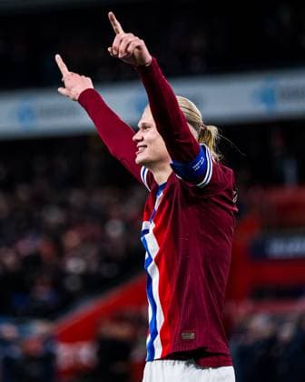 251113 Erling Braut Haaland of Norway celebrates after scoring the 4-0 goal the FIFA World Cup, WM, Weltmeisterschaft, Fussball Qualifier football match between Norway and Estonia on November 13, 2025 in Oslo. Photo: Marius Simensen BILDBYRAN COP 238 VG0831 bbeng estland estonia european qualifiers 2026 fifa world cup qualifiers football fotball fotboll jubel norge norway soccer uefa world cup qualifiers vm kval vm kvalik vm-kvalifisering Copyright: MARIUSxSIMENSEN BB251113ZH008